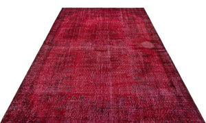 Red Over Dyed Vintage Rug 5'11'' x 9'3'' ft 181 x 283 cm