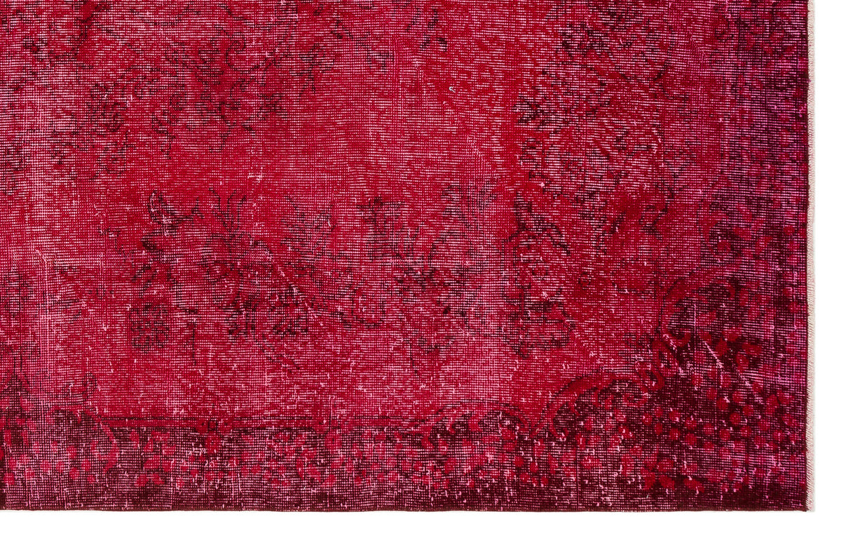 Red Over Dyed Vintage Rug 5&#39;11&#39;&#39; x 9&#39;3&#39;&#39; ft 181 x 283 cm