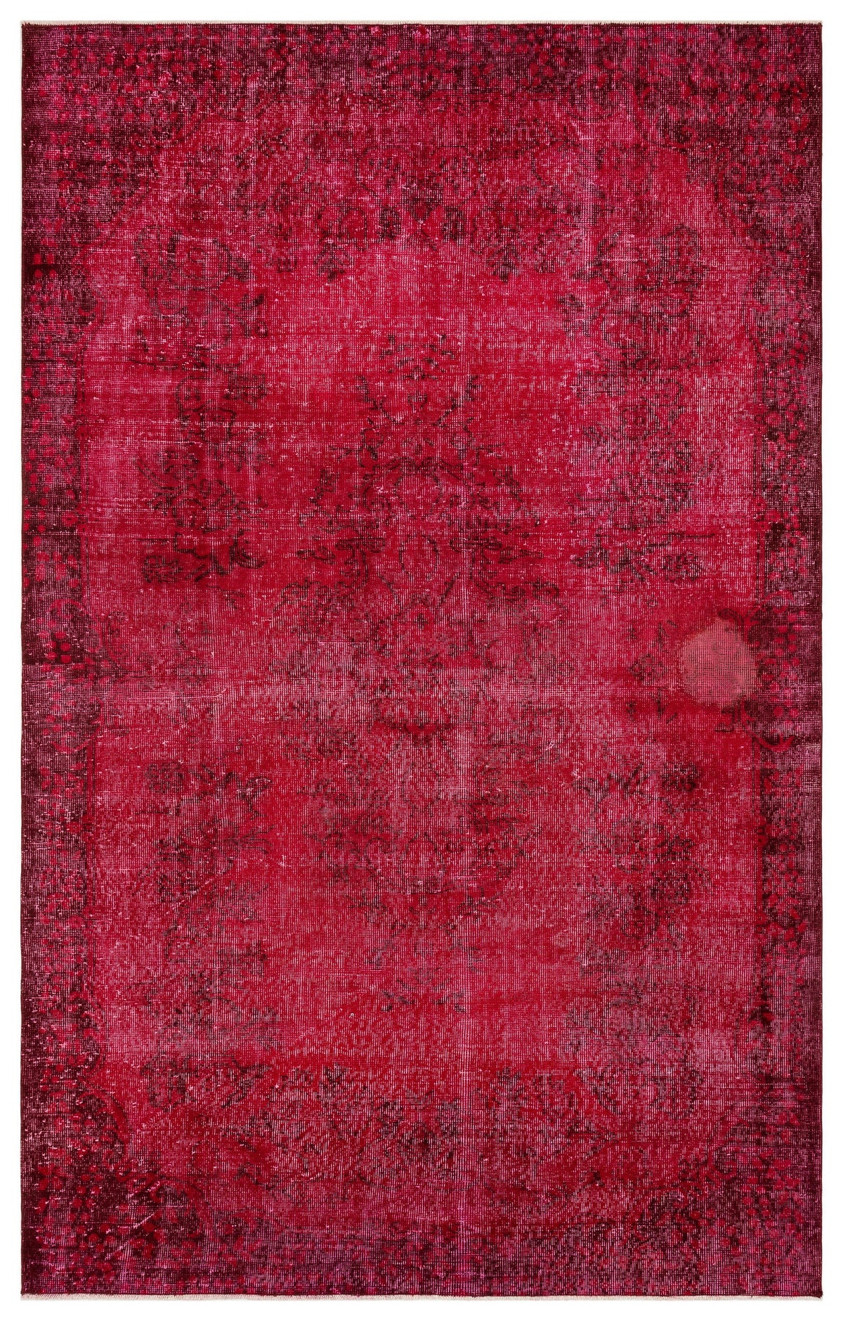 Red Over Dyed Vintage Rug 5&#39;11&#39;&#39; x 9&#39;3&#39;&#39; ft 181 x 283 cm