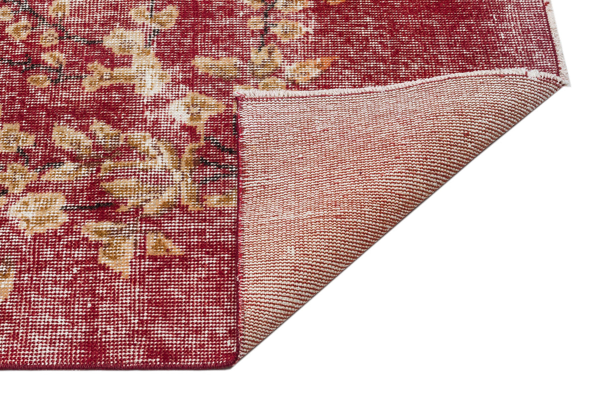 Retro Design Floral Over Dyed Vintage Rug 4&#39;11&#39;&#39; x 8&#39;4&#39;&#39; ft 151 x 255 cm