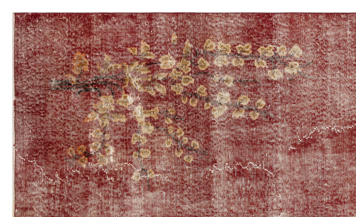 Retro Design Floral Over Dyed Vintage Rug 4&#39;11&#39;&#39; x 8&#39;4&#39;&#39; ft 151 x 255 cm