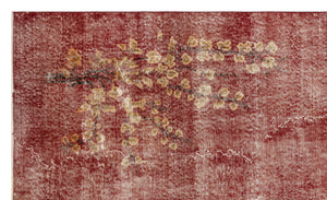 Retro Design Floral Over Dyed Vintage Rug 4'11'' x 8'4'' ft 151 x 255 cm