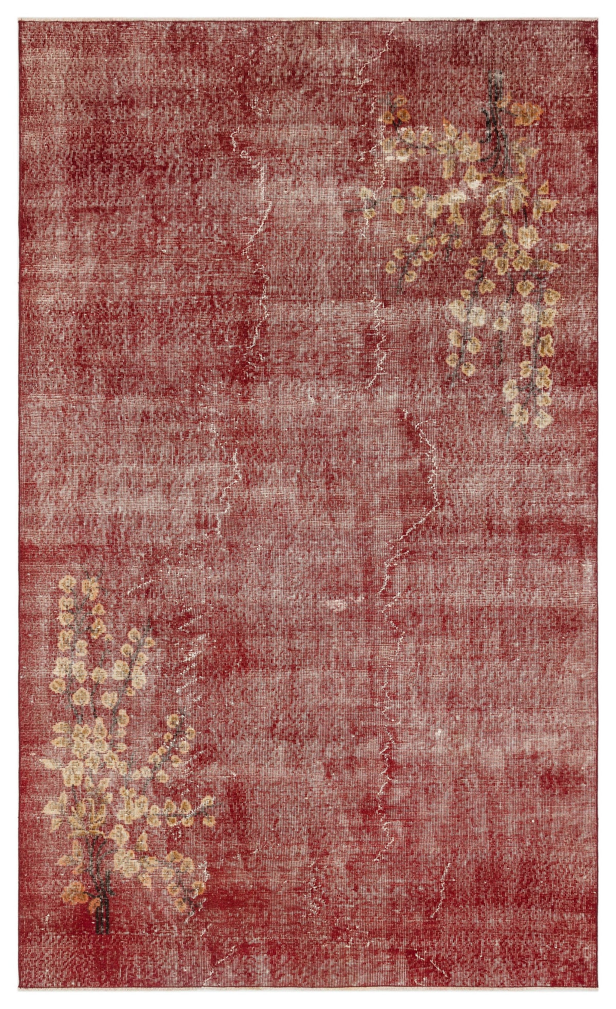 Retro Design Floral Over Dyed Vintage Rug 4&#39;11&#39;&#39; x 8&#39;4&#39;&#39; ft 151 x 255 cm