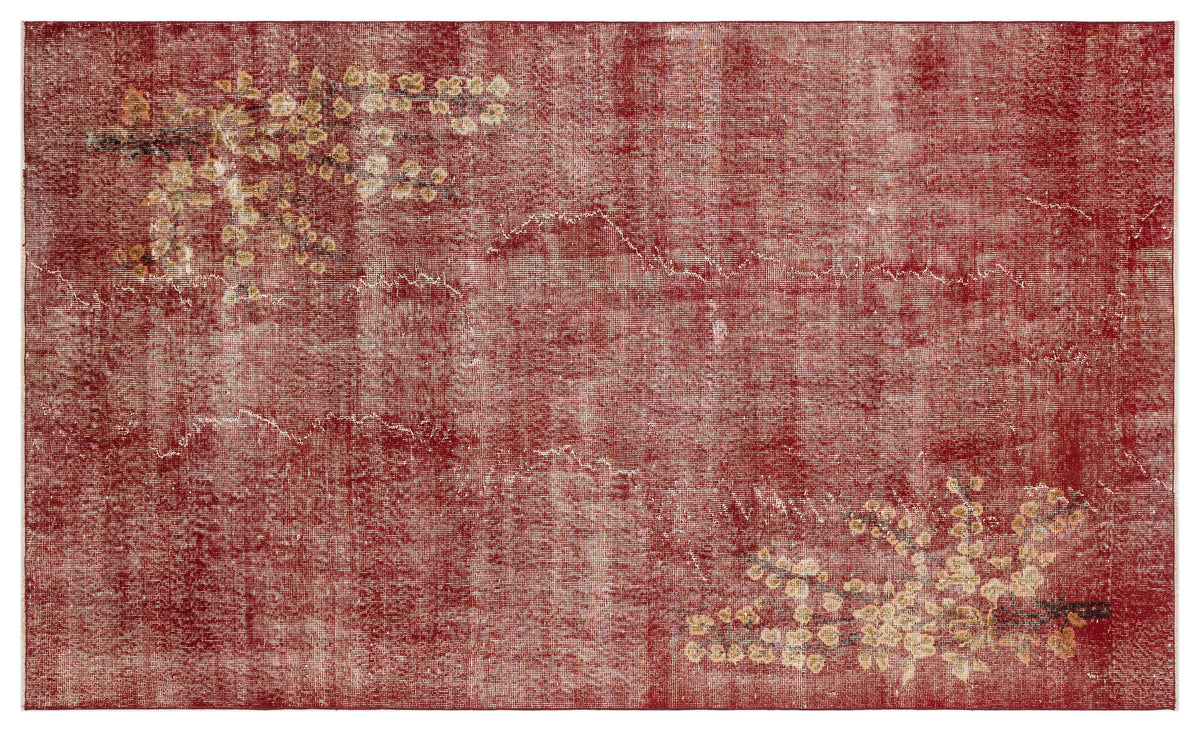 Retro Design Floral Over Dyed Vintage Rug 4&#39;11&#39;&#39; x 8&#39;4&#39;&#39; ft 151 x 255 cm