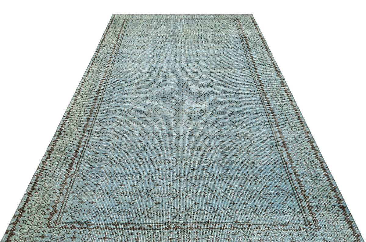 Retro Design Light Cyan Over Dyed Vintage Rug 5&#39;7&#39;&#39; x 9&#39;1&#39;&#39; ft 170 x 276 cm