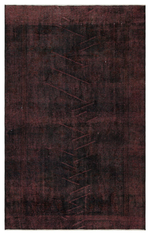 Dark Brown Over Dyed Vintage Rug 4'9'' x 7'7'' ft 146 x 232 cm