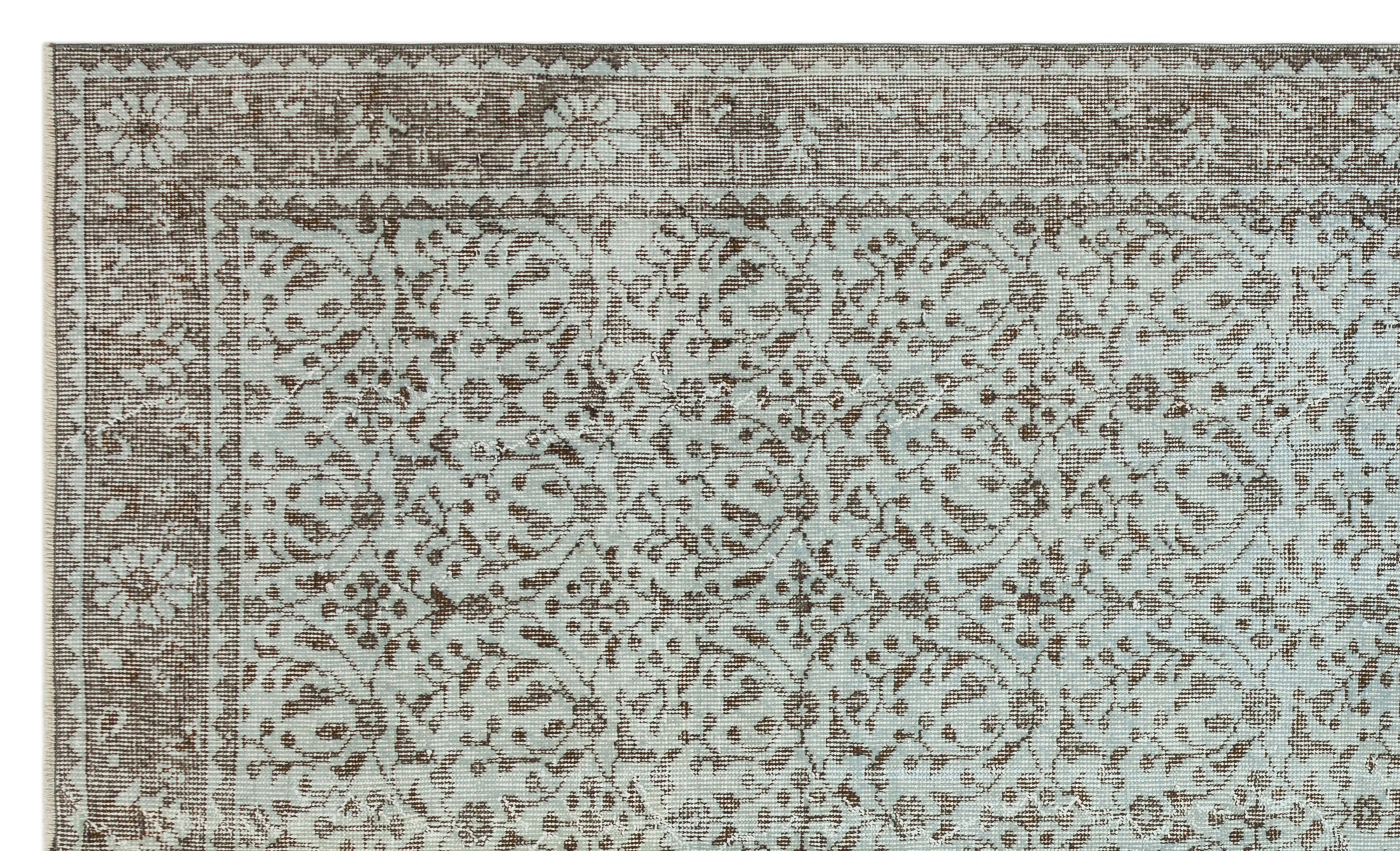 Gray Over Dyed Vintage Rug 5'6'' x 9'3'' ft 168 x 281 cm