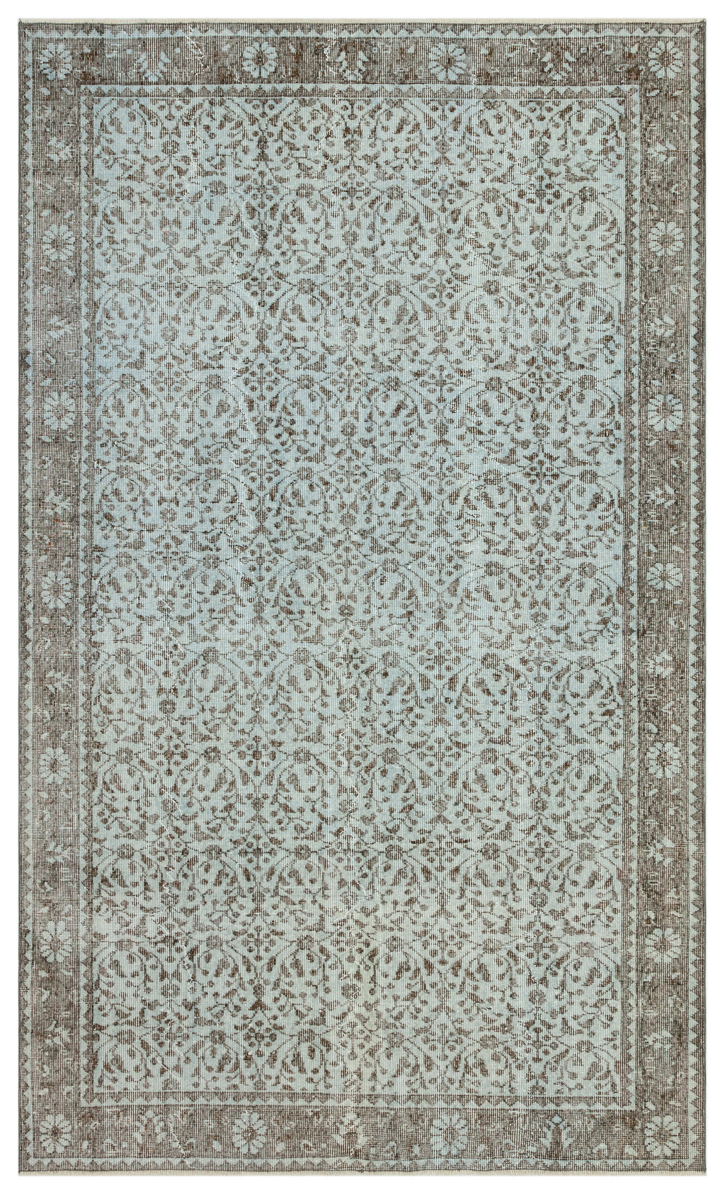 Gray Over Dyed Vintage Rug 5'6'' x 9'3'' ft 168 x 281 cm