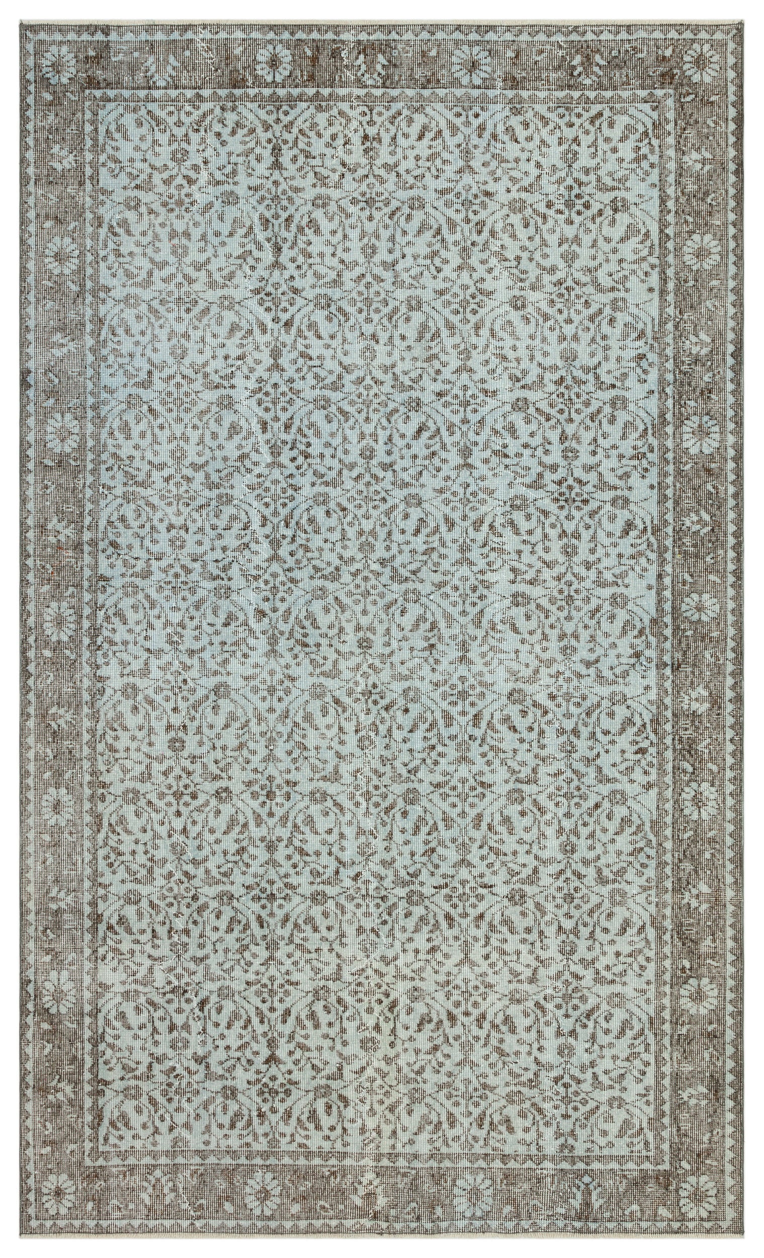 Gray Over Dyed Vintage Rug 5'6'' x 9'3'' ft 168 x 281 cm