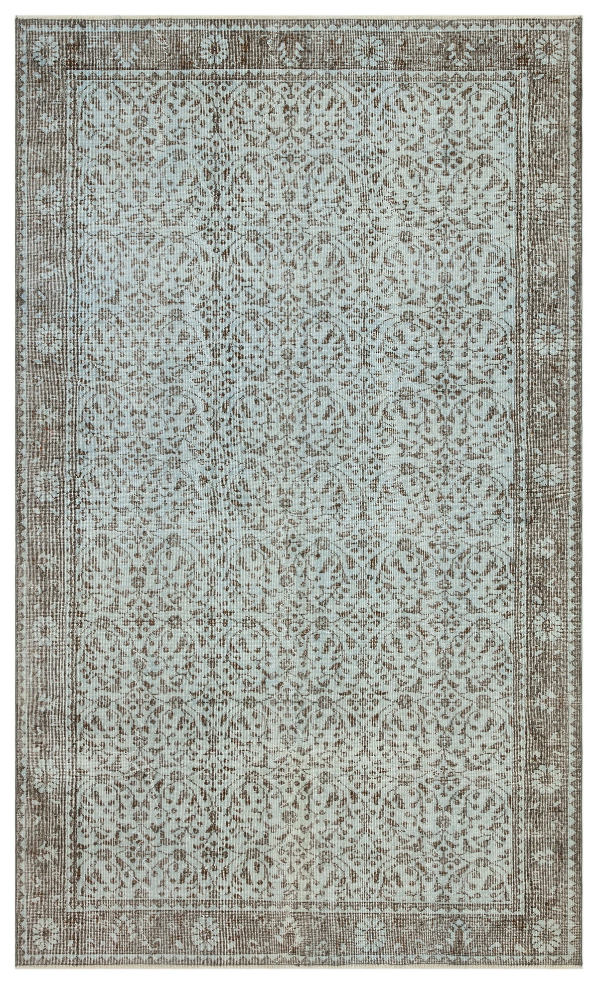 Gray Over Dyed Vintage Rug 5&#39;6&#39;&#39; x 9&#39;3&#39;&#39; ft 168 x 281 cm