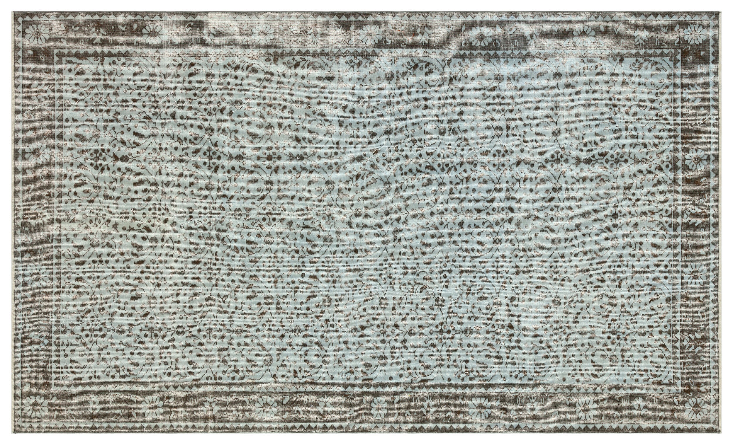 Gray Over Dyed Vintage Rug 5'6'' x 9'3'' ft 168 x 281 cm