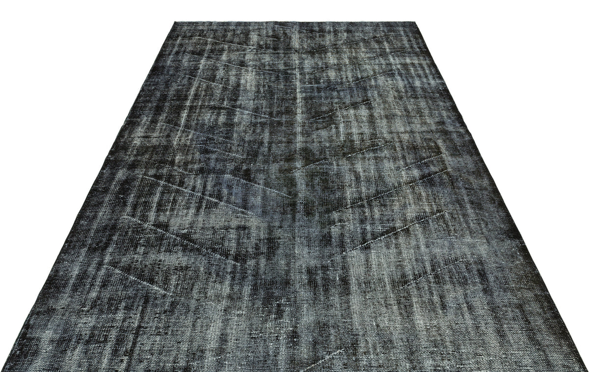 Black Over Dyed Vintage Rug 6&#39;1&#39;&#39; x 9&#39;1&#39;&#39; ft 186 x 278 cm
