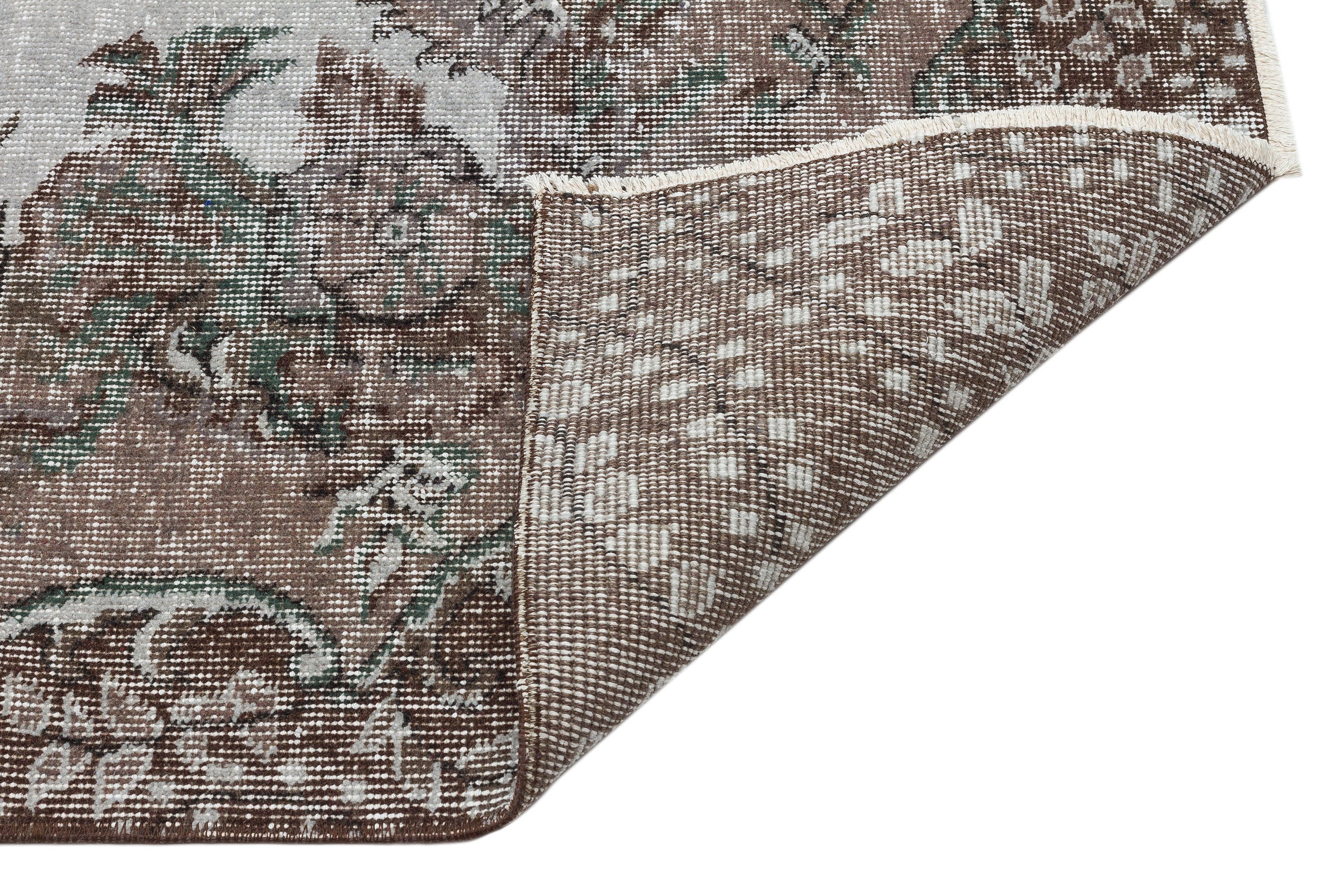 Brown Over Dyed Vintage Rug 5'1'' x 8'4'' ft 154 x 254 cm