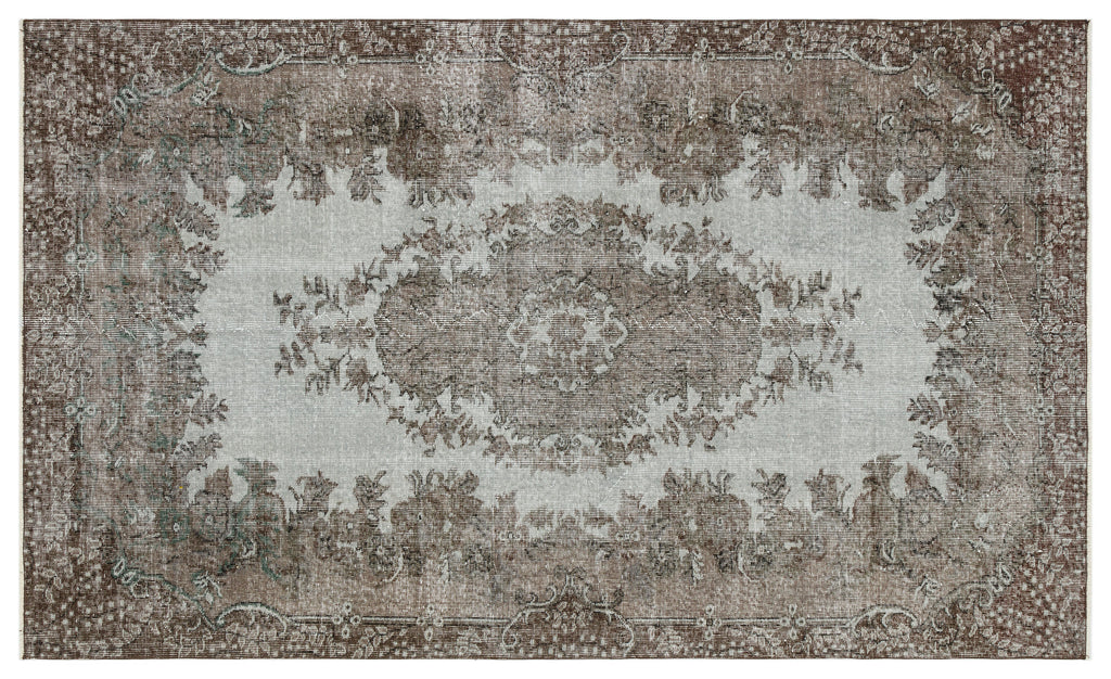 Brown Over Dyed Vintage Rug 5'1'' x 8'4'' ft 154 x 254 cm