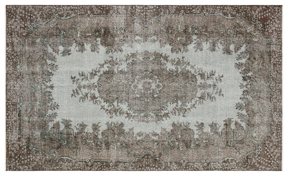 Brown Over Dyed Vintage Rug 5&#39;1&#39;&#39; x 8&#39;4&#39;&#39; ft 154 x 254 cm