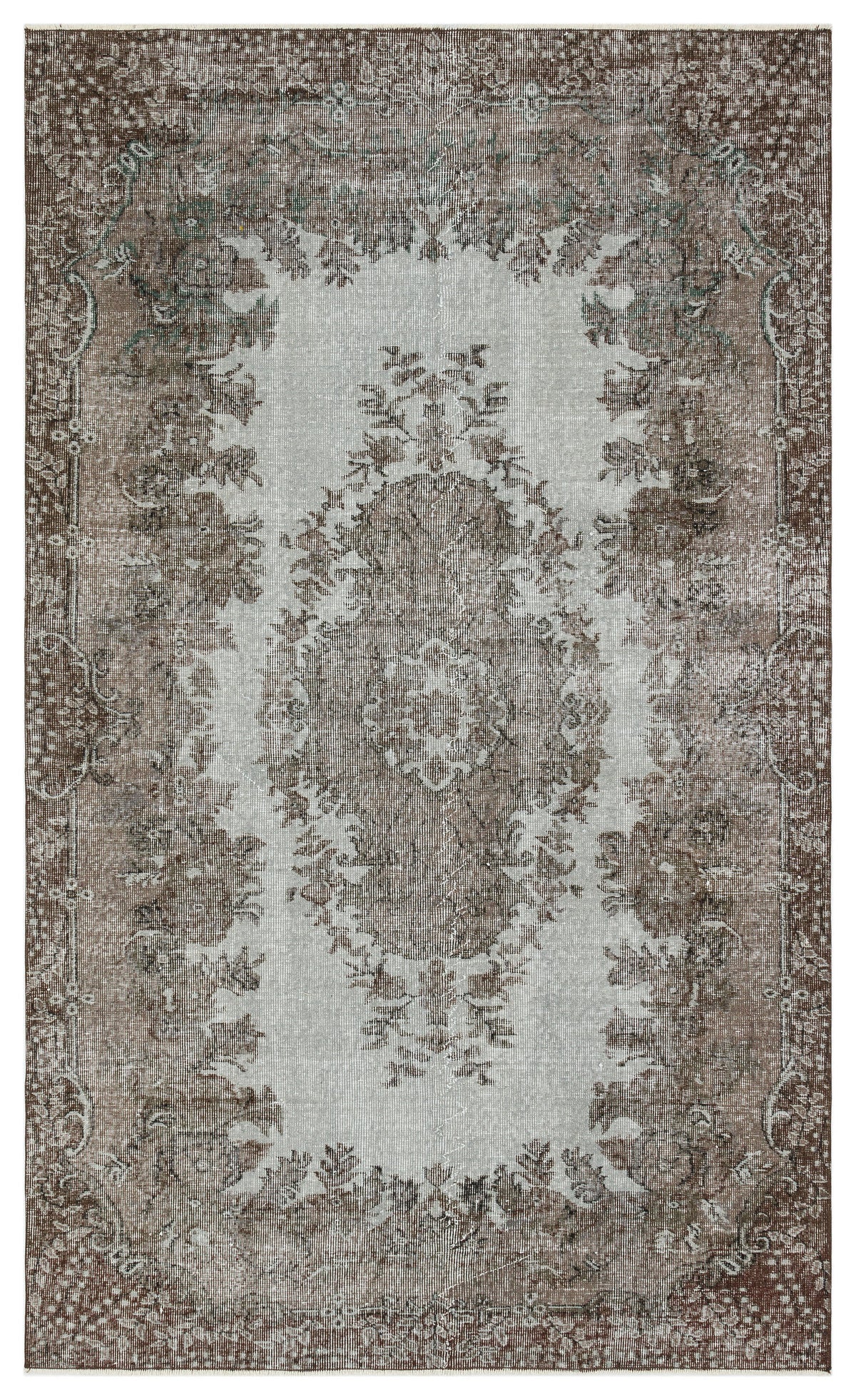 Brown Over Dyed Vintage Rug 5&#39;1&#39;&#39; x 8&#39;4&#39;&#39; ft 154 x 254 cm