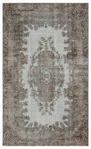 Brown Over Dyed Vintage Rug 5'1'' x 8'4'' ft 154 x 254 cm