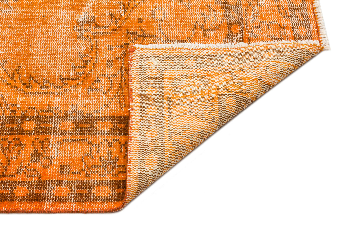 Orange Over Dyed Vintage Rug 4&#39;6&#39;&#39; x 8&#39;7&#39;&#39; ft 138 x 261 cm