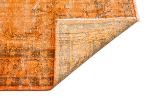 Orange Over Dyed Vintage Rug 4'6'' x 8'7'' ft 138 x 261 cm