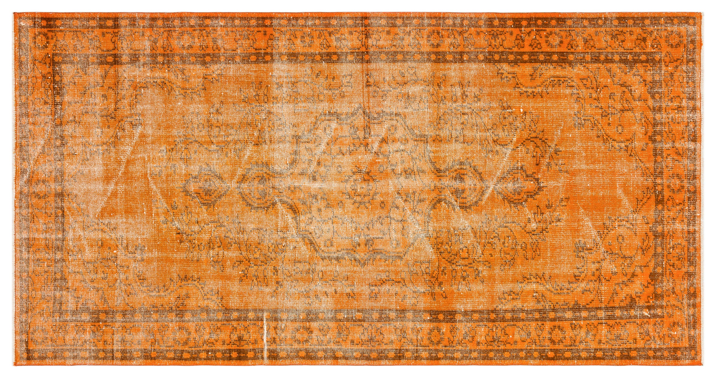 Orange Over Dyed Vintage Rug 4'6'' x 8'7'' ft 138 x 261 cm