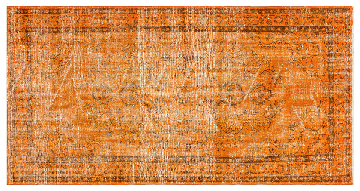 Orange Over Dyed Vintage Rug 4&#39;6&#39;&#39; x 8&#39;7&#39;&#39; ft 138 x 261 cm