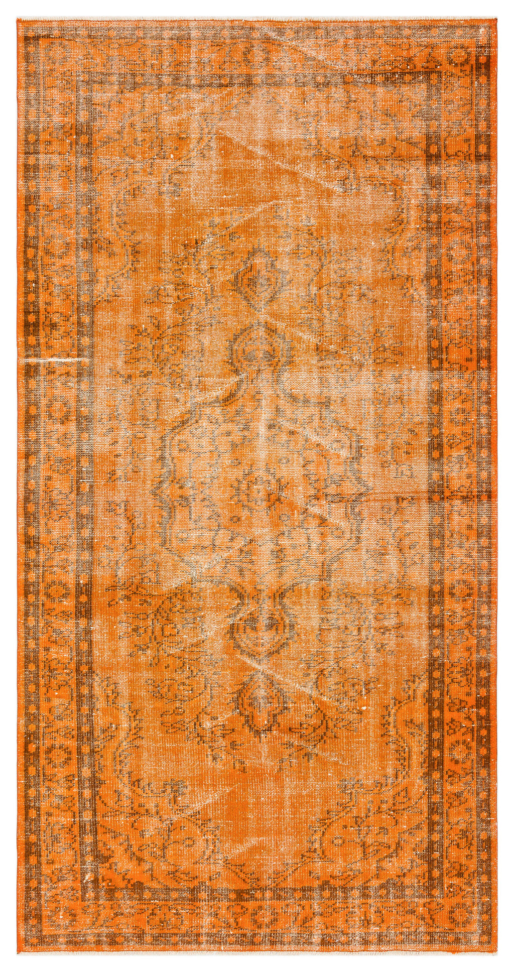 Orange Over Dyed Vintage Rug 4'6'' x 8'7'' ft 138 x 261 cm