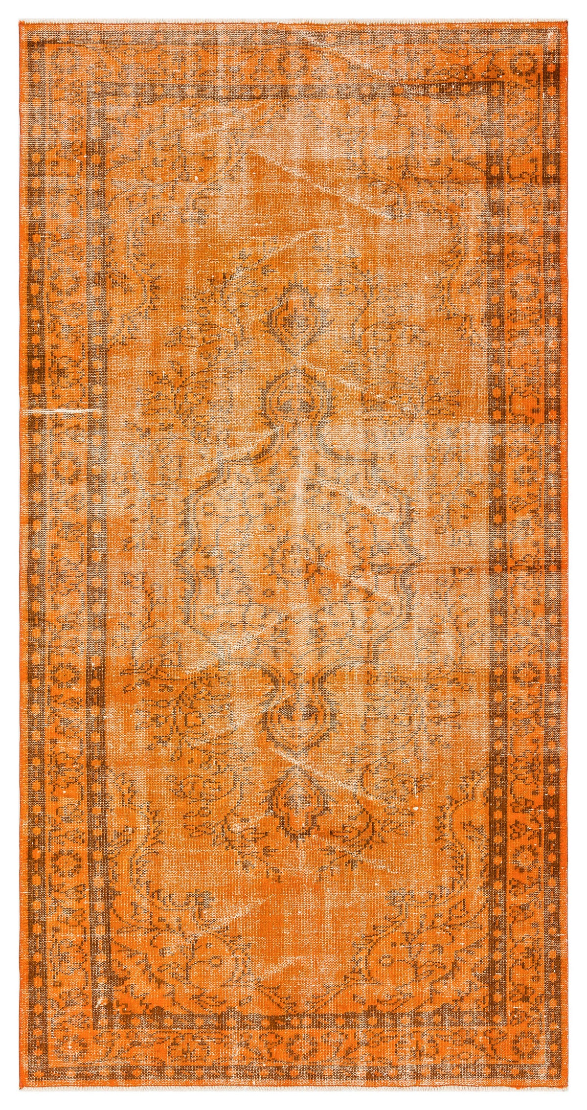 Orange Over Dyed Vintage Rug 4&#39;6&#39;&#39; x 8&#39;7&#39;&#39; ft 138 x 261 cm