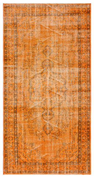 Orange Over Dyed Vintage Rug 4'6'' x 8'7'' ft 138 x 261 cm