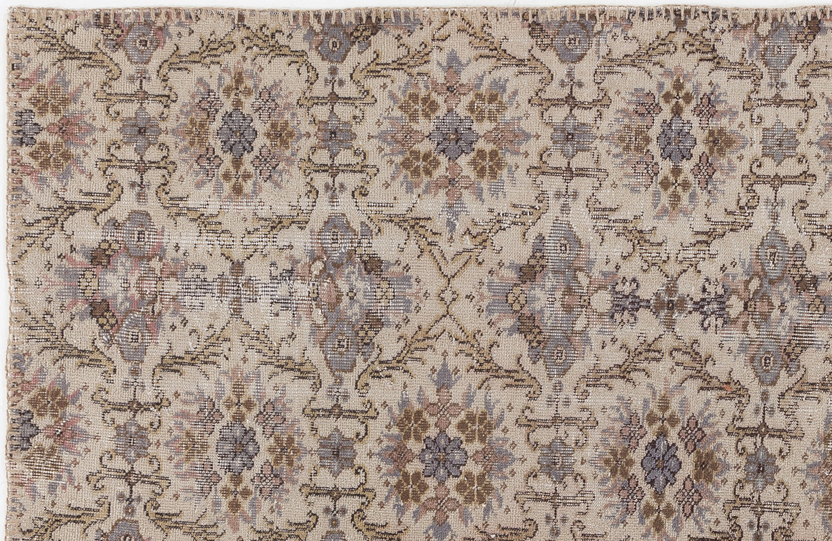 Beige Over Dyed Vintage Rug 4&#39;8&#39;&#39; x 8&#39;2&#39;&#39; ft 142 x 250 cm
