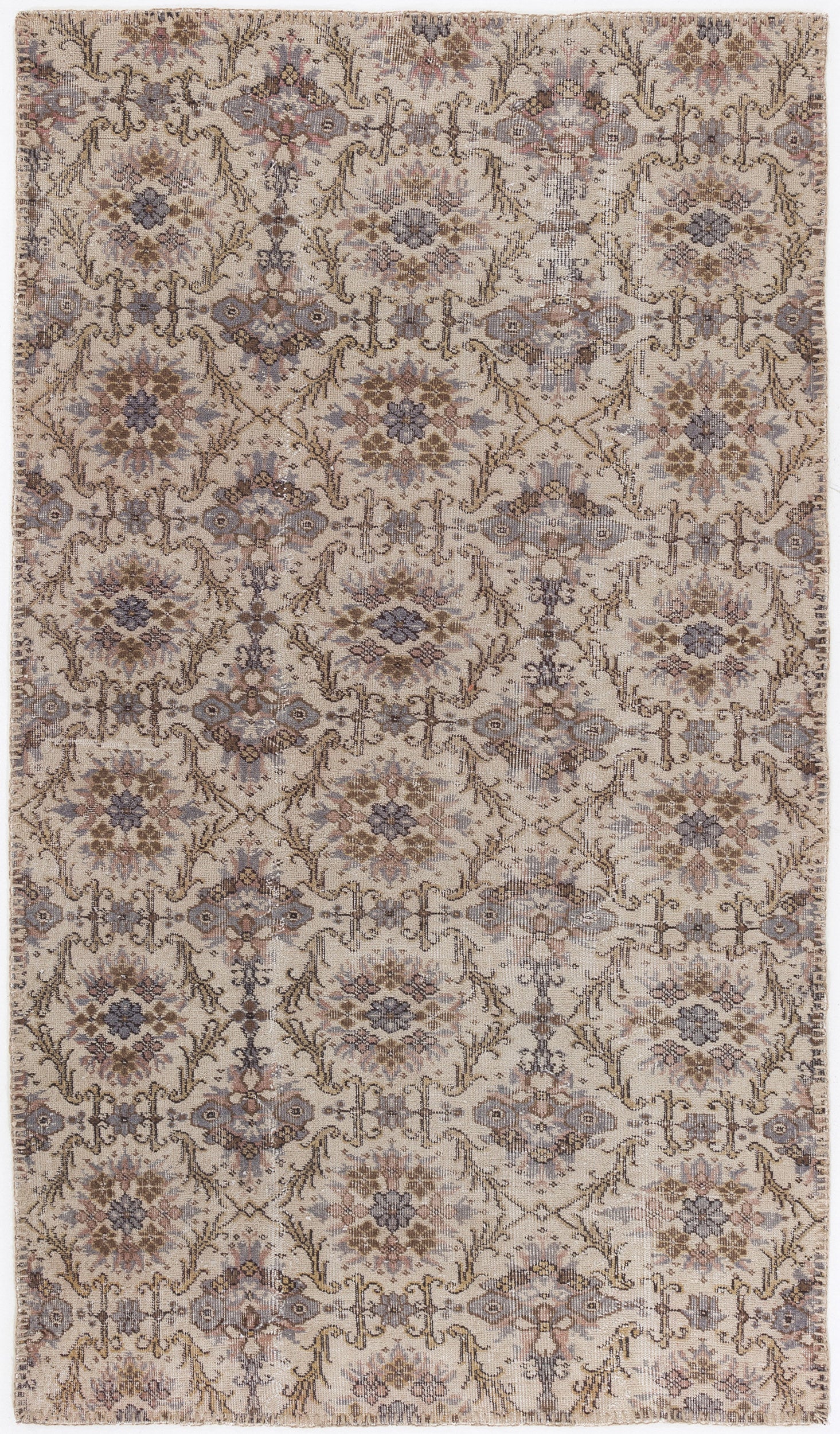 Beige Over Dyed Vintage Rug 4'8'' x 8'2'' ft 142 x 250 cm