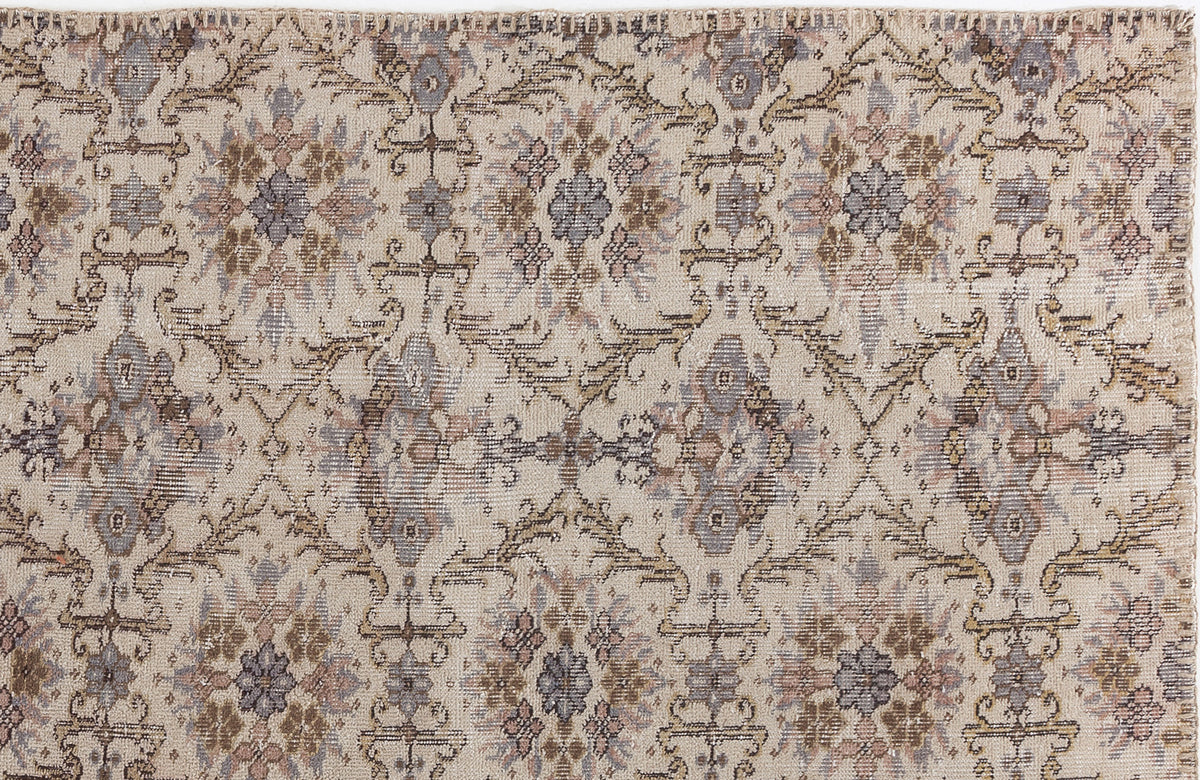 Beige Over Dyed Vintage Rug 4&#39;8&#39;&#39; x 8&#39;2&#39;&#39; ft 142 x 250 cm