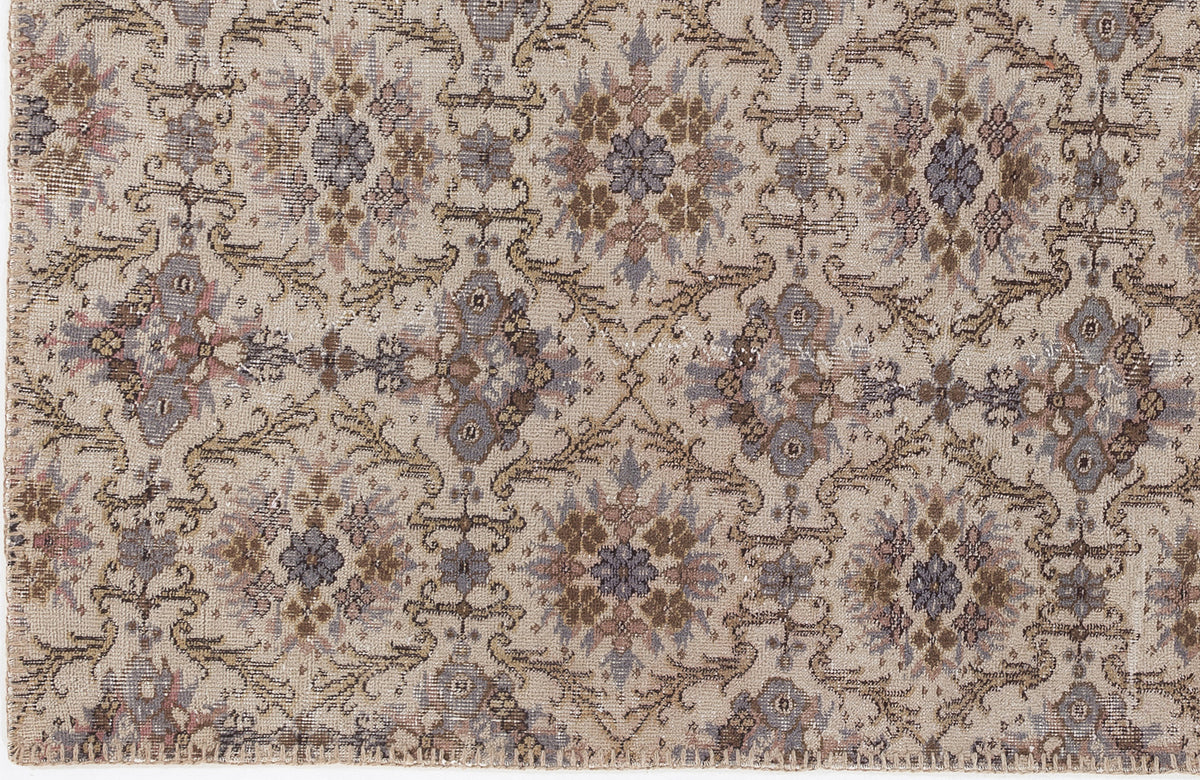 Beige Over Dyed Vintage Rug 4&#39;8&#39;&#39; x 8&#39;2&#39;&#39; ft 142 x 250 cm