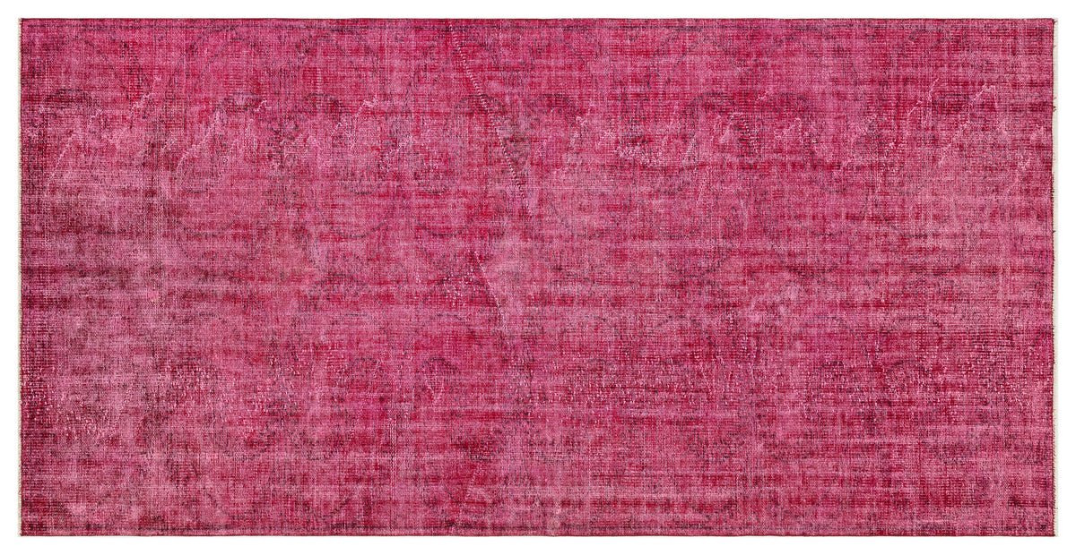 Red Over Dyed Vintage Rug 4&#39;5&#39;&#39; x 8&#39;8&#39;&#39; ft 134 x 263 cm