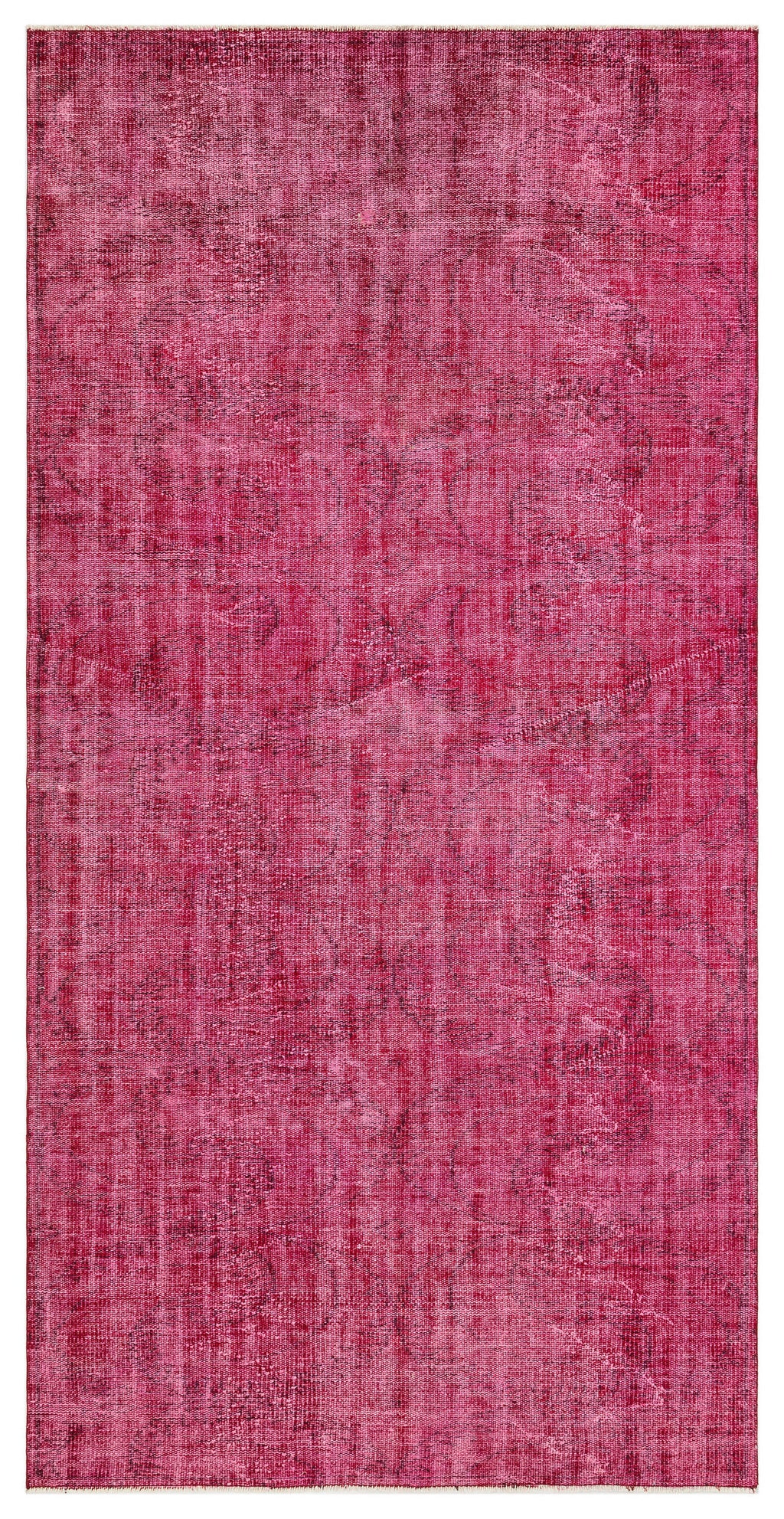 Red Over Dyed Vintage Rug 4'5'' x 8'8'' ft 134 x 263 cm