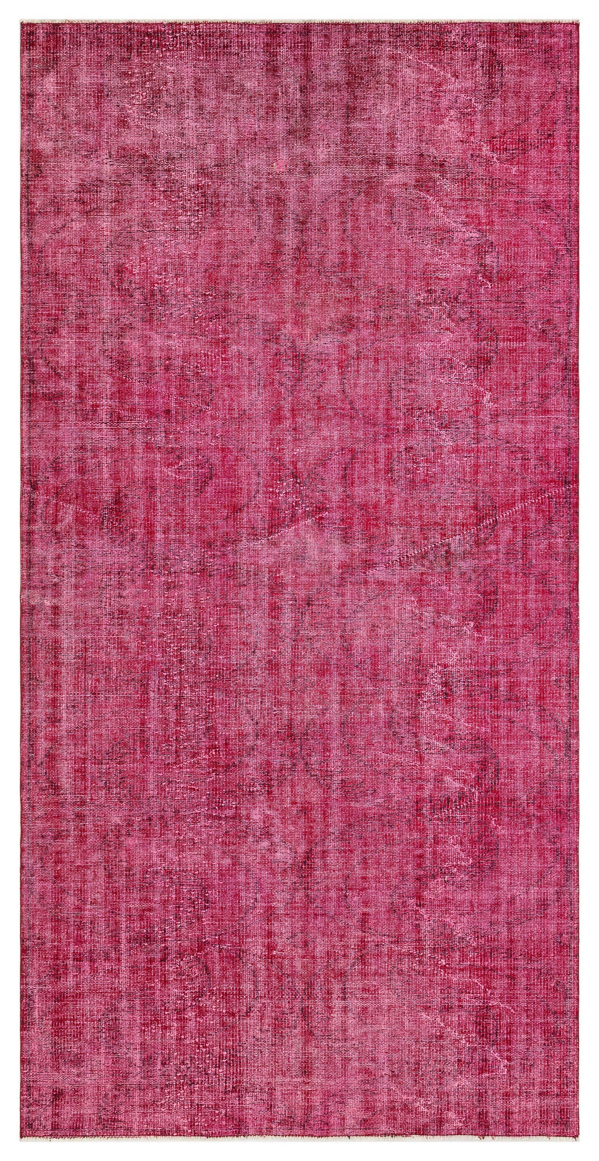 Red Over Dyed Vintage Rug 4&#39;5&#39;&#39; x 8&#39;8&#39;&#39; ft 134 x 263 cm