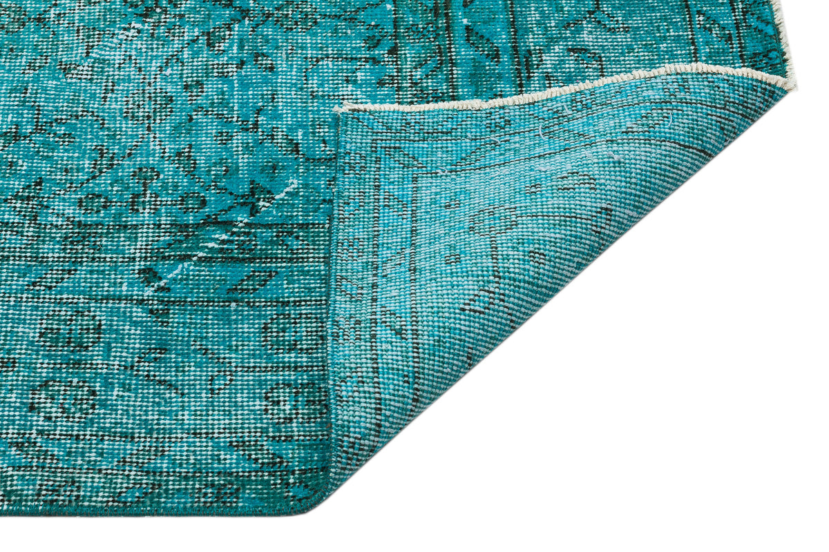 Turquoise  Over Dyed Vintage Rug 5&#39;8&#39;&#39; x 8&#39;10&#39;&#39; ft 173 x 270 cm
