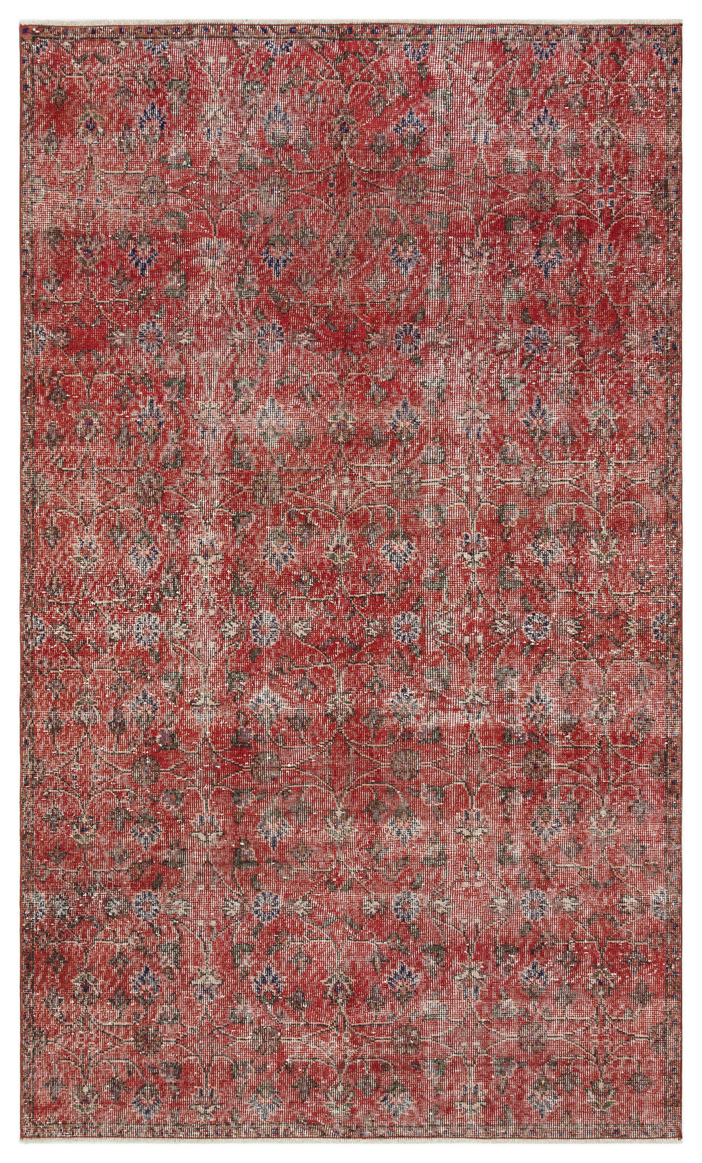 Red Over Dyed Vintage Rug 5'0'' x 8'5'' ft 153 x 256 cm