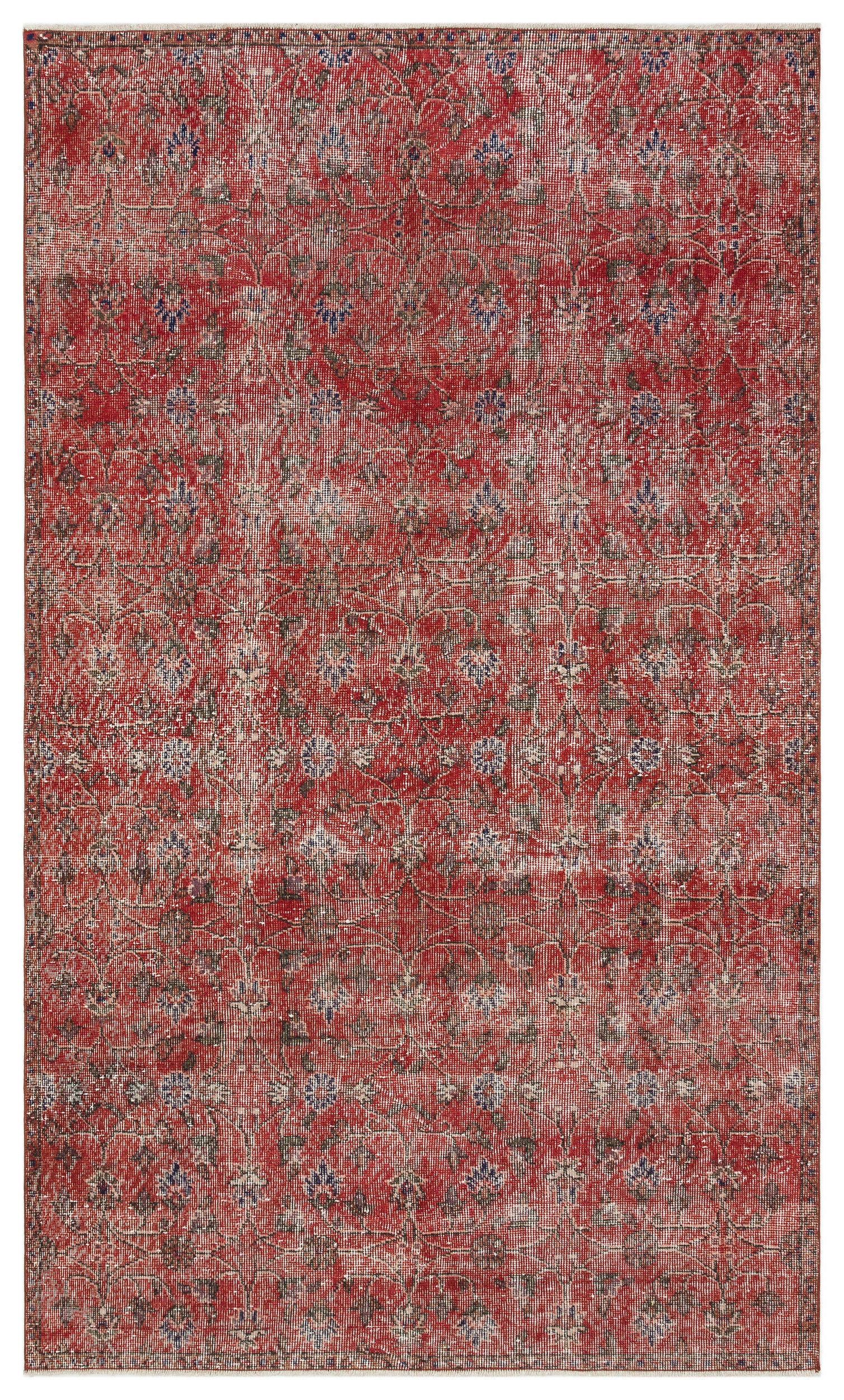 Red Over Dyed Vintage Rug 5'0'' x 8'5'' ft 153 x 256 cm