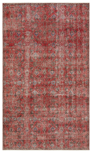 Red Over Dyed Vintage Rug 5'0'' x 8'5'' ft 153 x 256 cm
