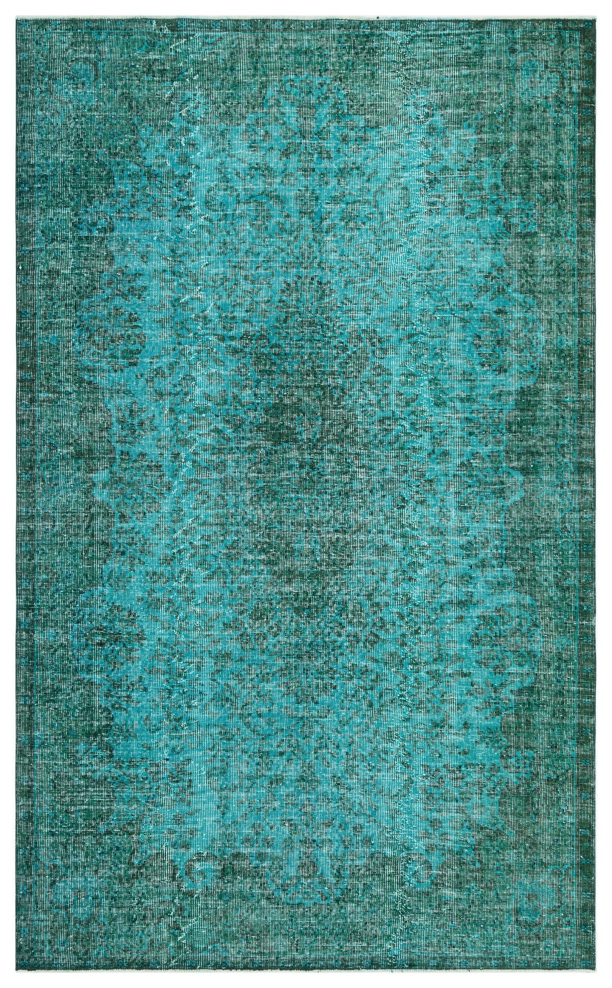 Turquoise  Over Dyed Vintage Rug 5&#39;7&#39;&#39; x 9&#39;1&#39;&#39; ft 170 x 278 cm