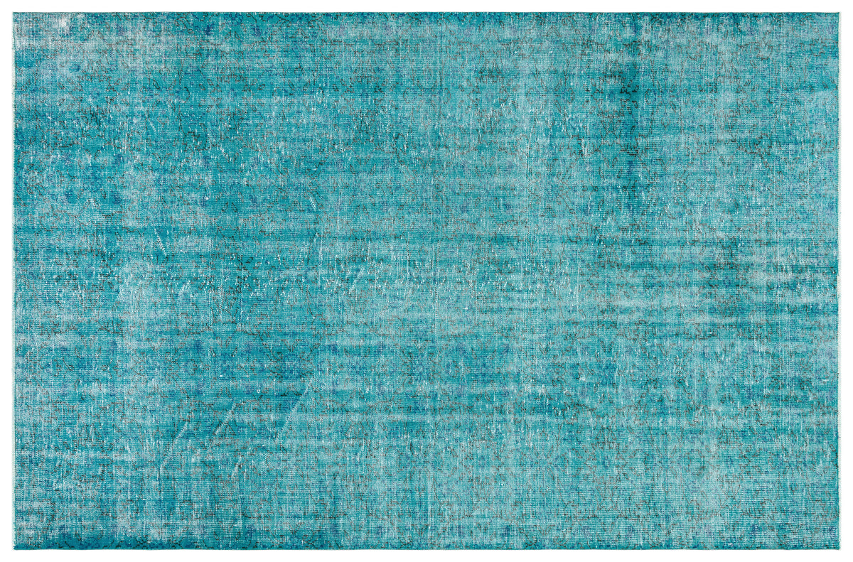 Turquoise  Over Dyed Vintage Rug 6&#39;8&#39;&#39; x 10&#39;2&#39;&#39; ft 204 x 310 cm