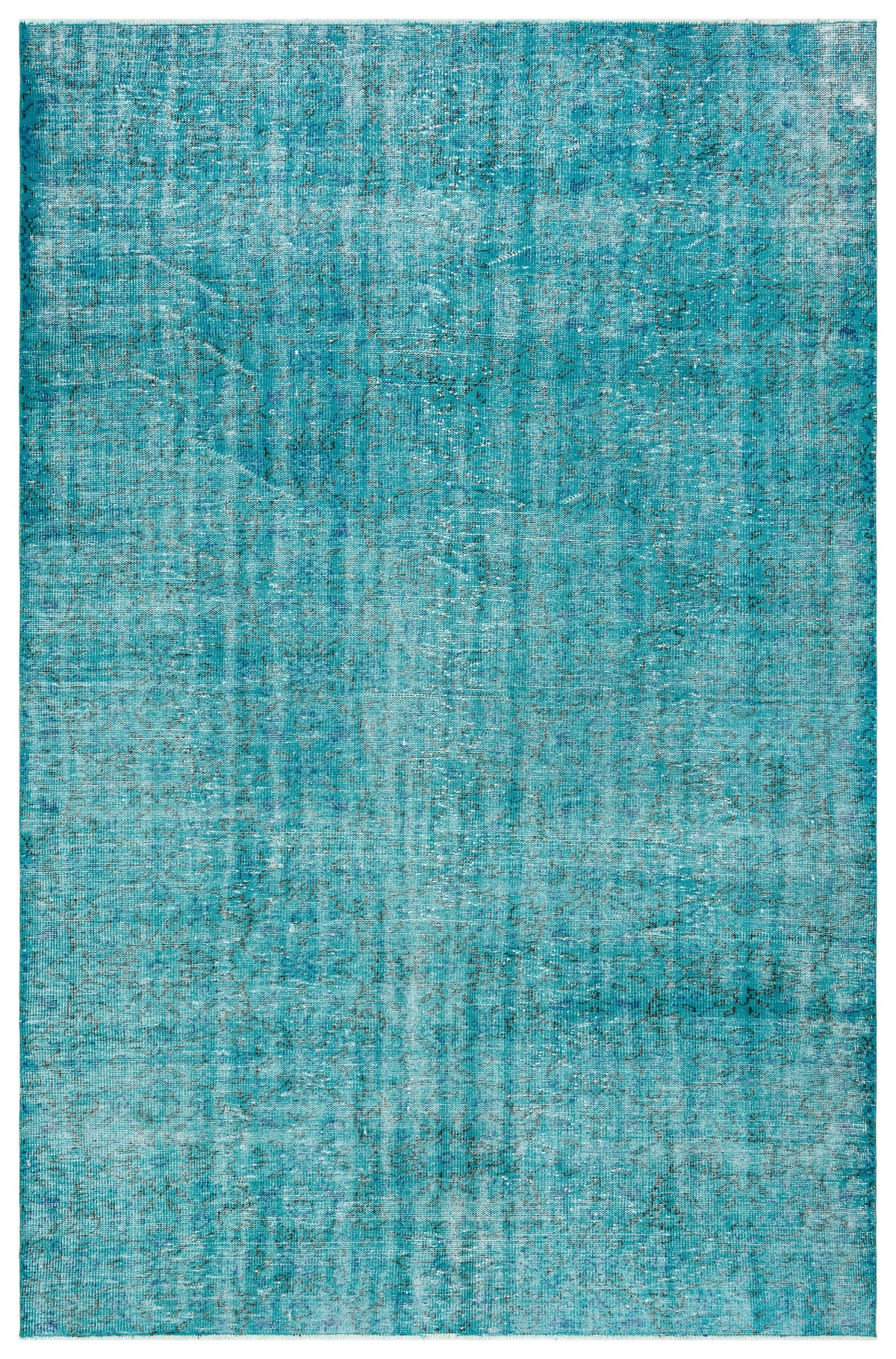 Turquoise  Over Dyed Vintage Rug 6&#39;8&#39;&#39; x 10&#39;2&#39;&#39; ft 204 x 310 cm