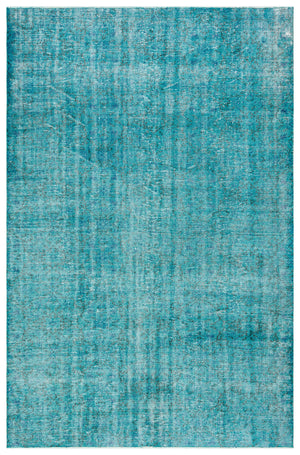 Turquoise  Over Dyed Vintage Rug 6'8'' x 10'2'' ft 204 x 310 cm