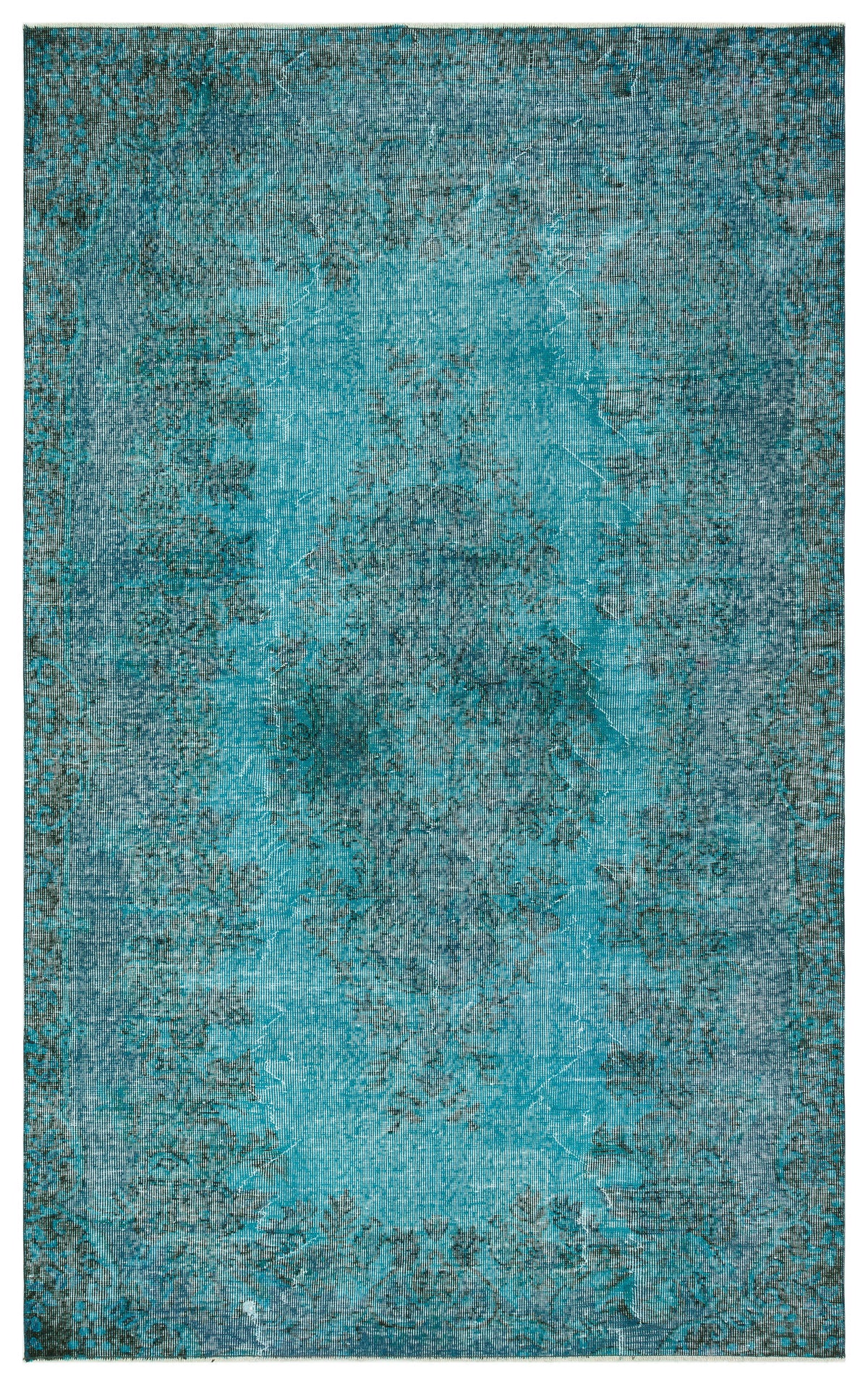 Turquoise  Over Dyed Vintage Rug 5&#39;4&#39;&#39; x 8&#39;7&#39;&#39; ft 163 x 262 cm