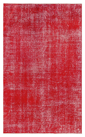 Red Over Dyed Vintage Rug 3'8'' x 6'0'' ft 112 x 184 cm