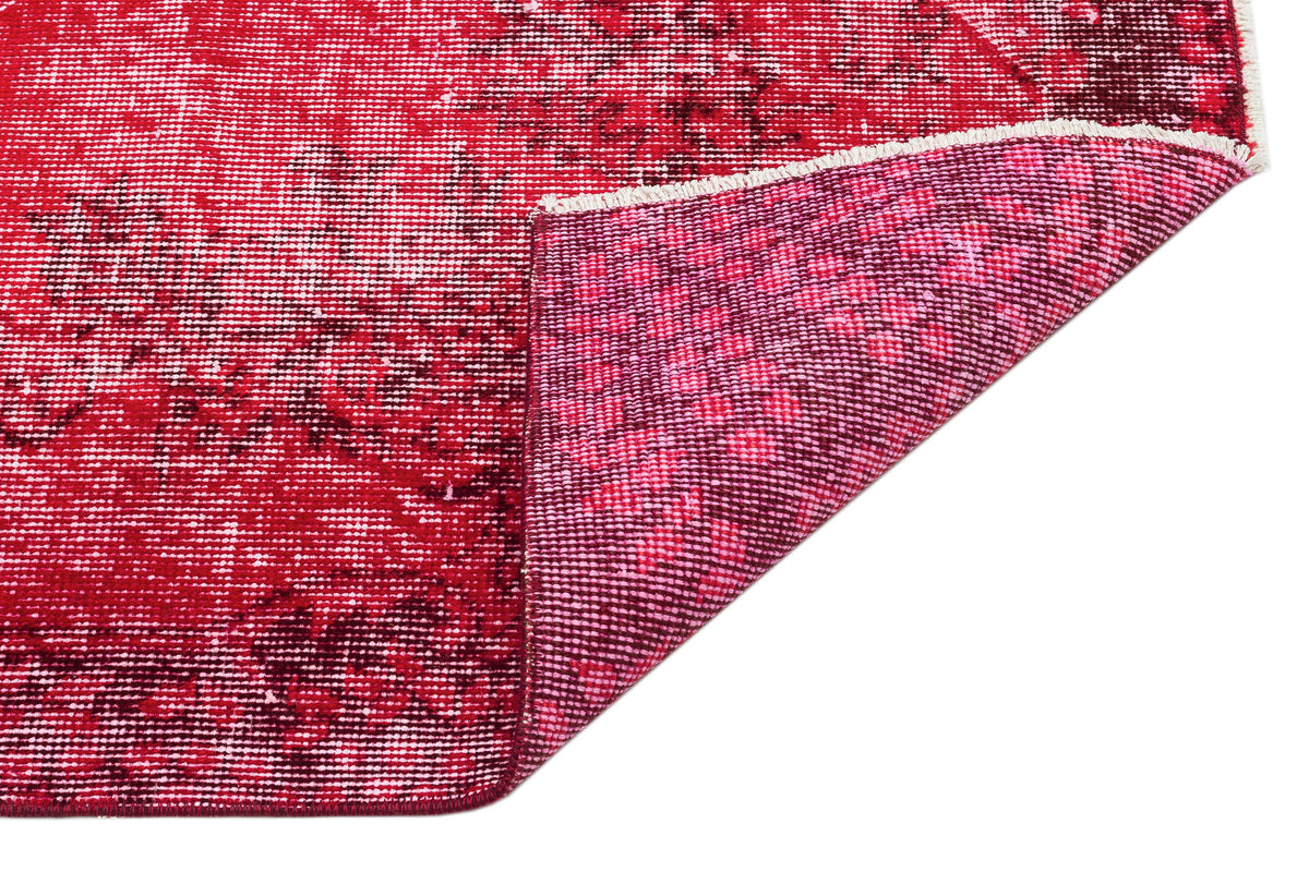 Red Over Dyed Vintage Rug 3&#39;8&#39;&#39; x 7&#39;3&#39;&#39; ft 112 x 222 cm