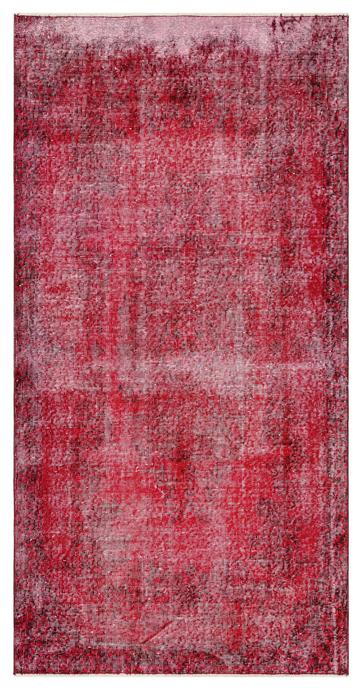 Red Over Dyed Vintage Rug 3&#39;8&#39;&#39; x 7&#39;3&#39;&#39; ft 112 x 222 cm
