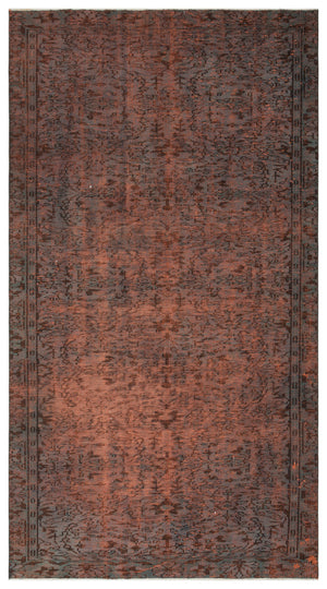 Brown Over Dyed Vintage Rug 5'3'' x 9'9'' ft 159 x 298 cm