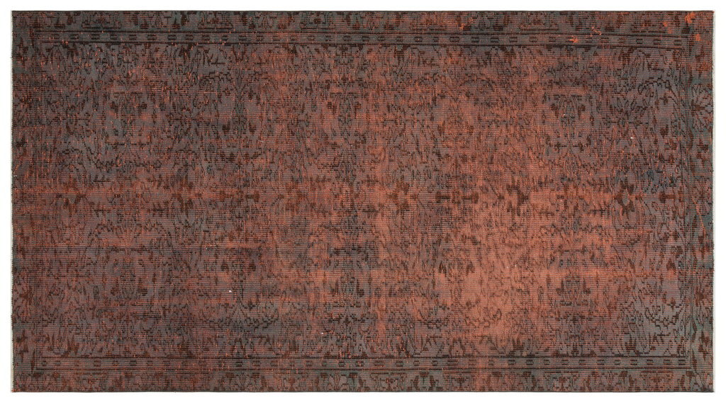 Brown Over Dyed Vintage Rug 5'3'' x 9'9'' ft 159 x 298 cm