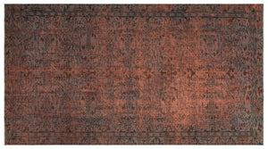 Brown Over Dyed Vintage Rug 5'3'' x 9'9'' ft 159 x 298 cm